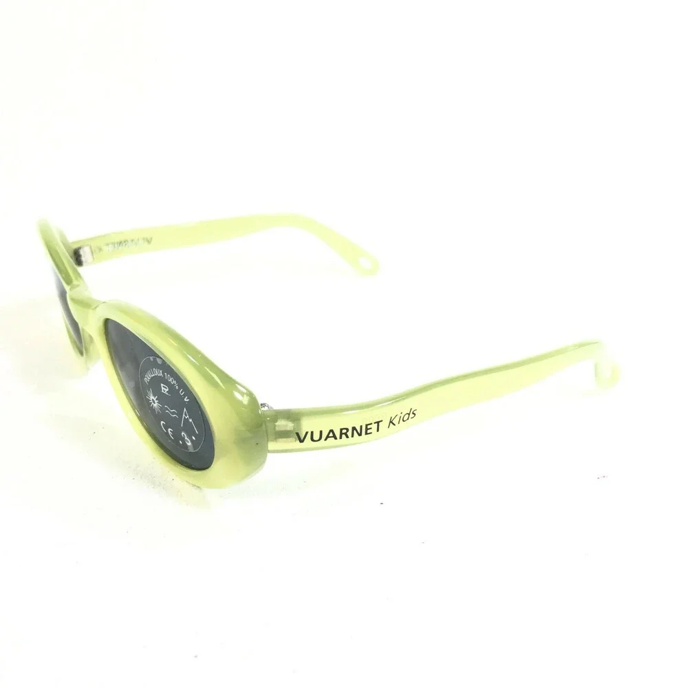 Vaurnet Kids Sunglasses POUILLOUX B600 Clear Green Round Frames with Blue Lenses